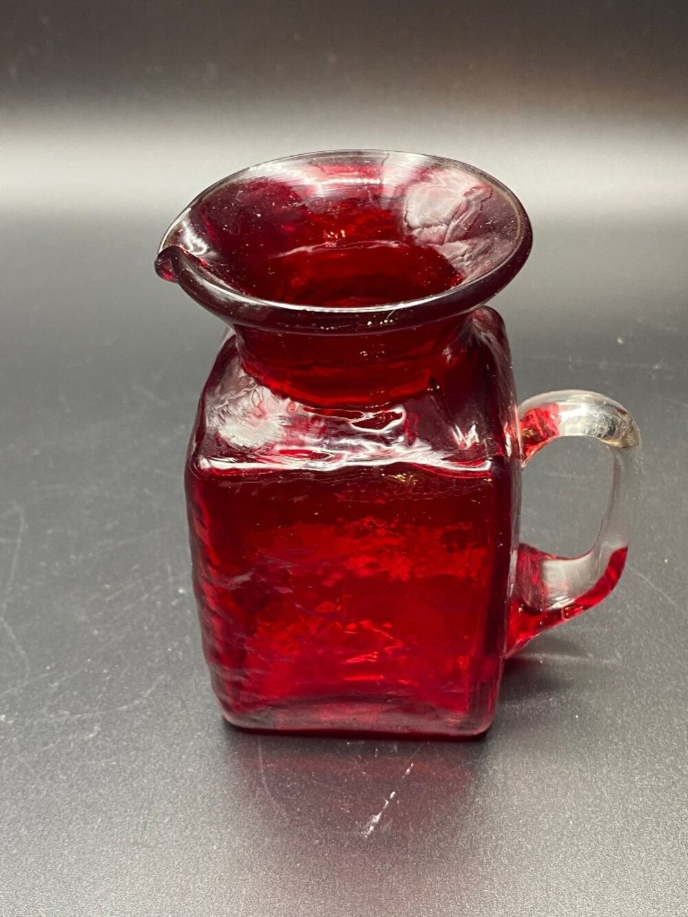 Pilgrim Glass Red Square Pitcher